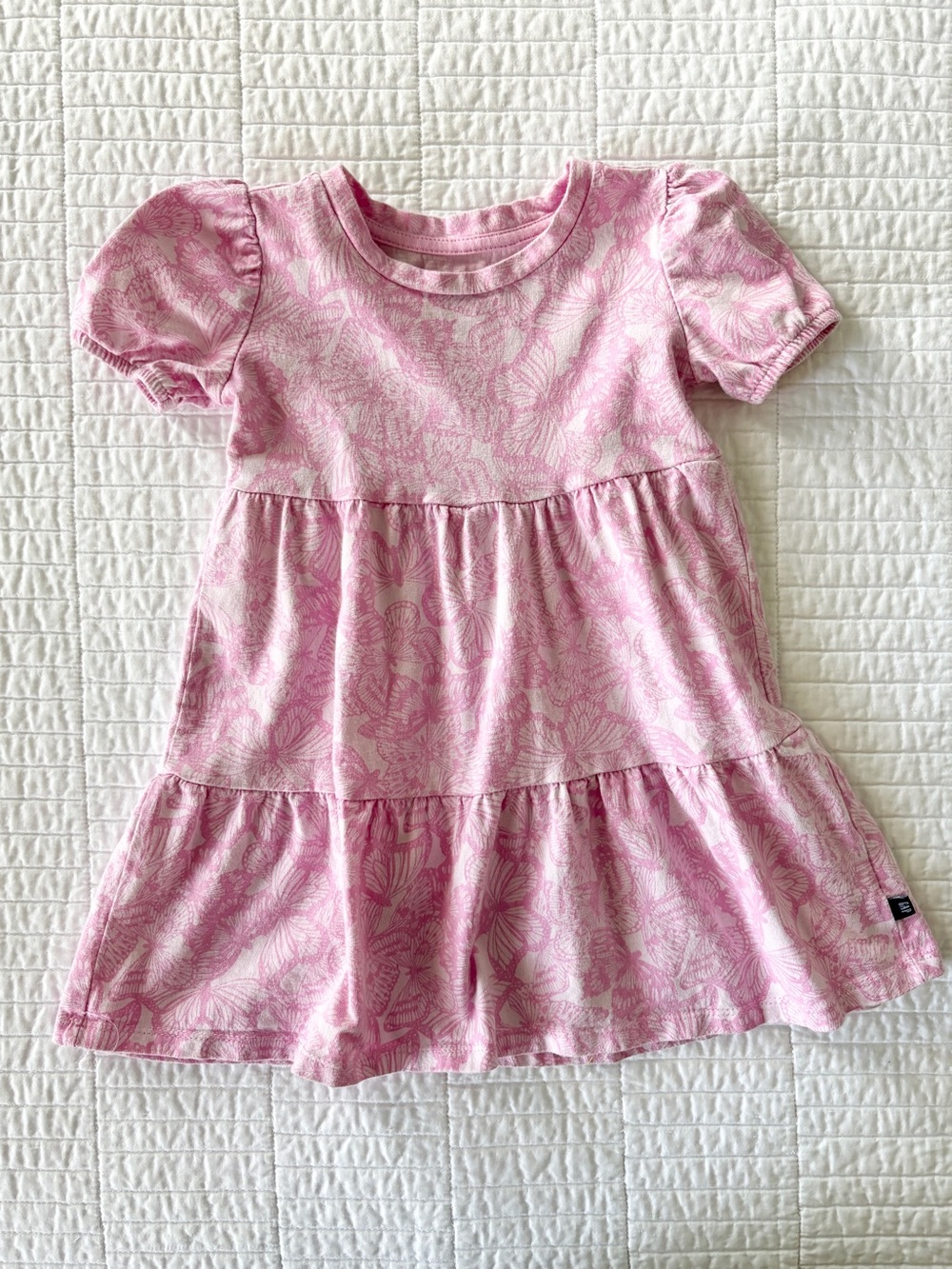 GAP Pink Butterfly Tiered Short-Sleeve Dress - Toddler Girls Size 3T